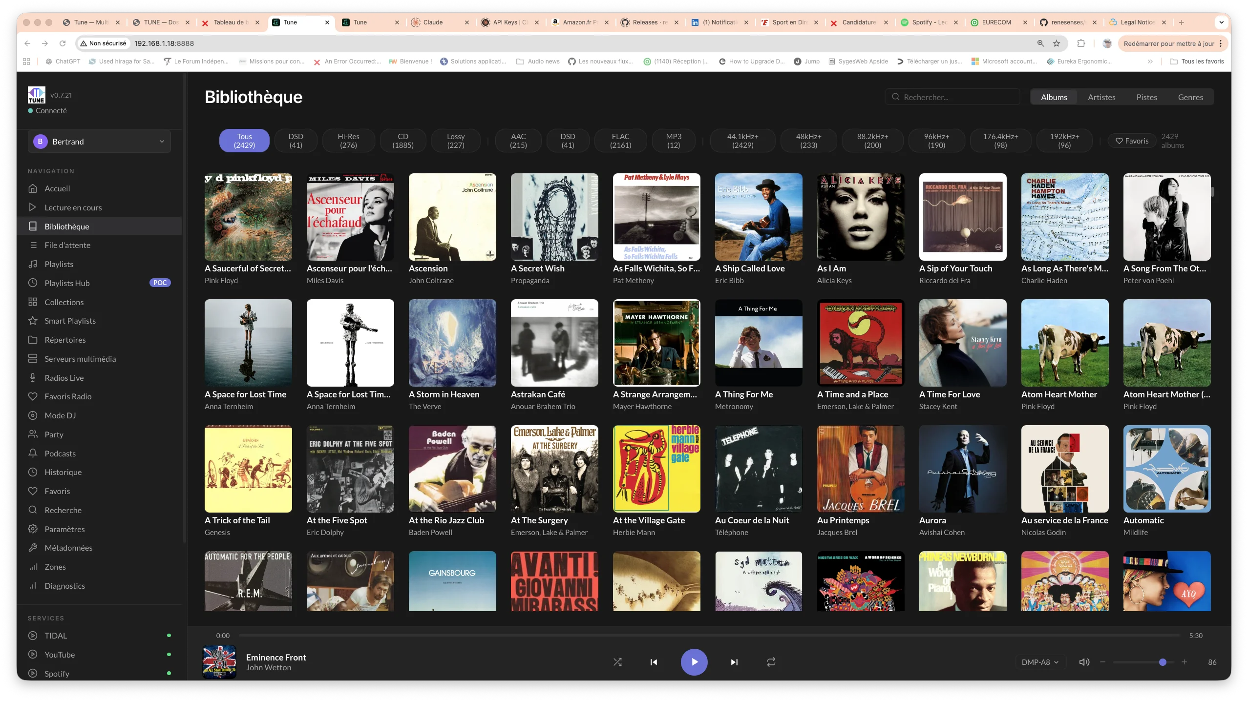 Tune — interface bibliothèque
